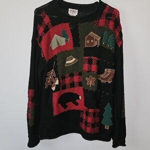 PBJ Sport knit camping themed sweater